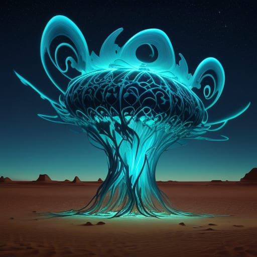 Surreal Sahara Desert Bioluminescent Creature