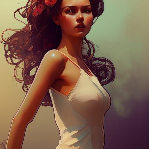 Fashionable Hourglass Figure Portrait in Artgerm Style