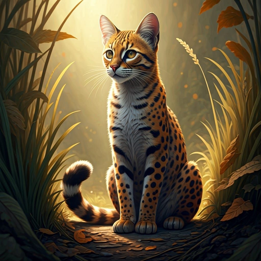 Rusty-Spotted Cat in Natural Habitat