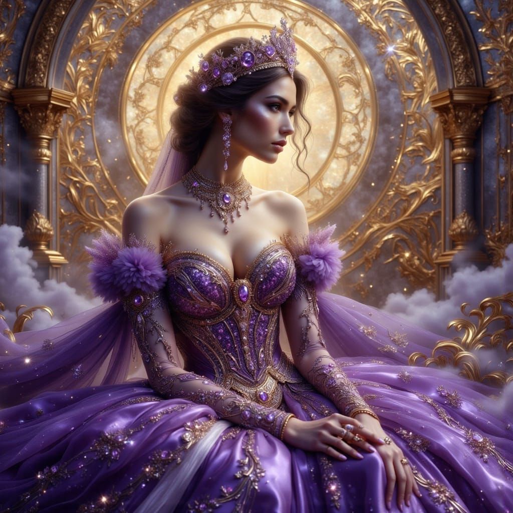 Baroque Princess in Ethereal Art Nouveau Style
