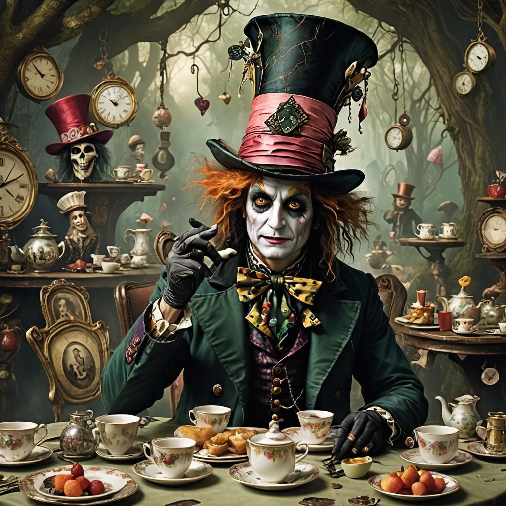 Sinister Mad Hatter's Tea Party in Wonderland