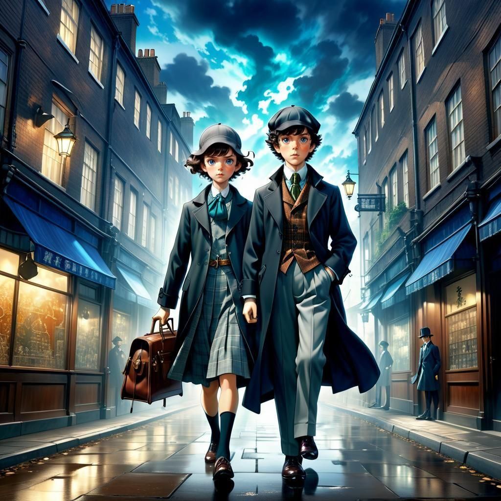 Anime Twins Channel Sherlock Holmes in Vibrant Manga Art