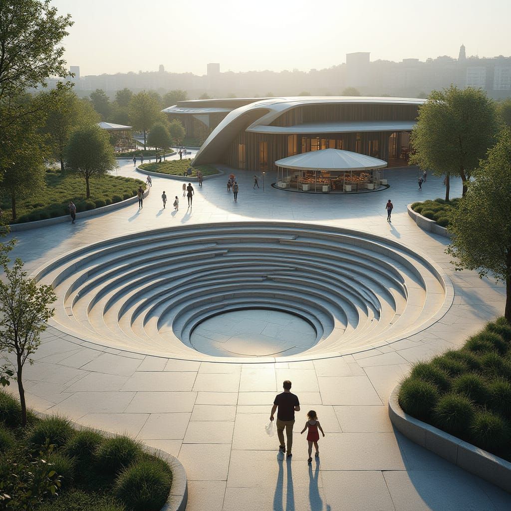 Modern Public Square with Parametric Design and Organic Land...