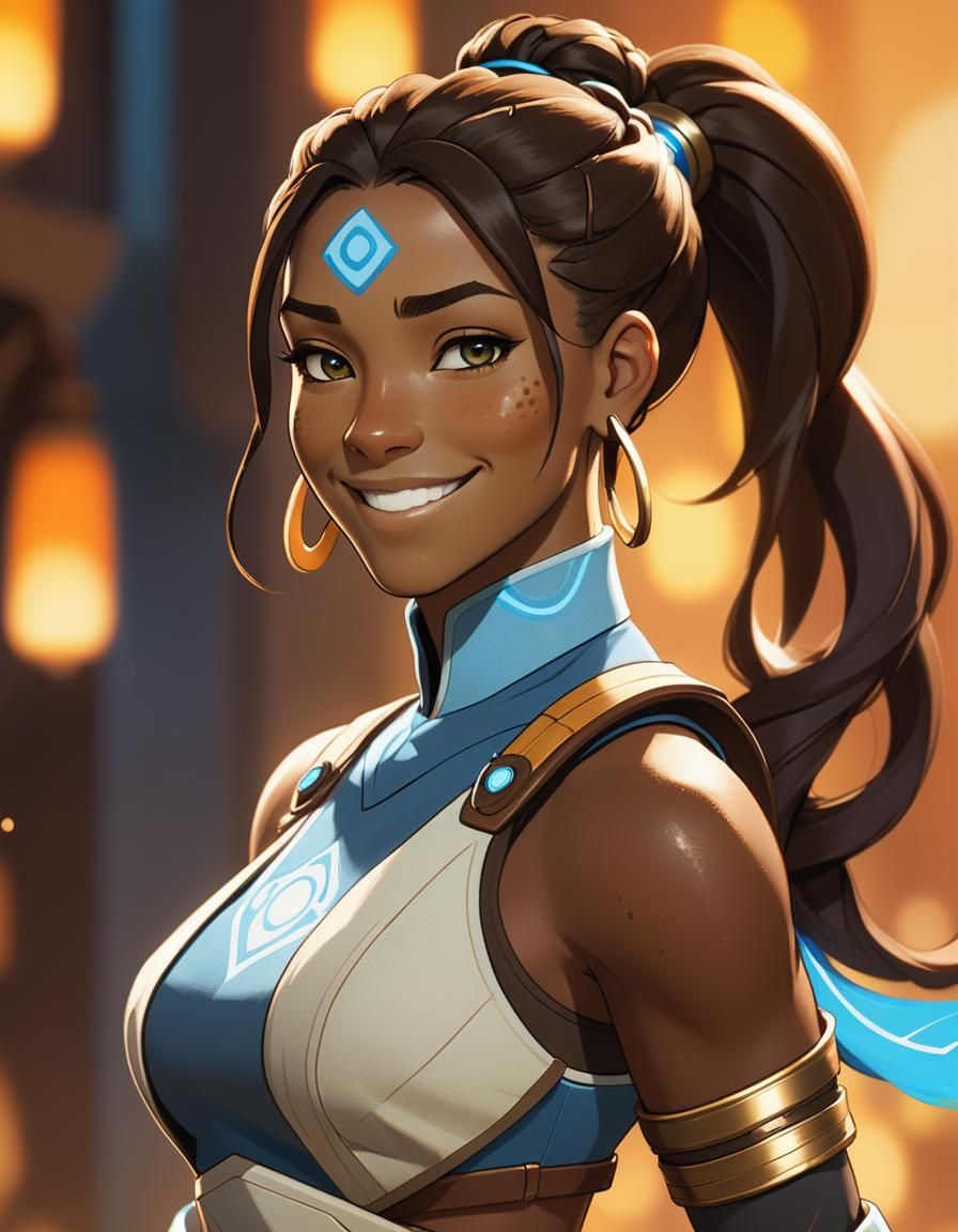 Stylized Korra Portrait with Dynamic Lighting