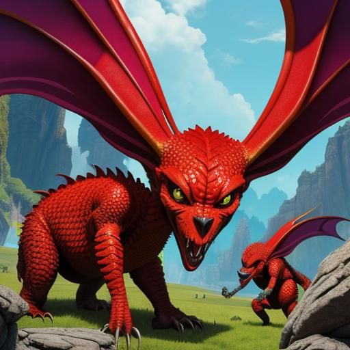 Vibrant Fantasy Creature with Sister