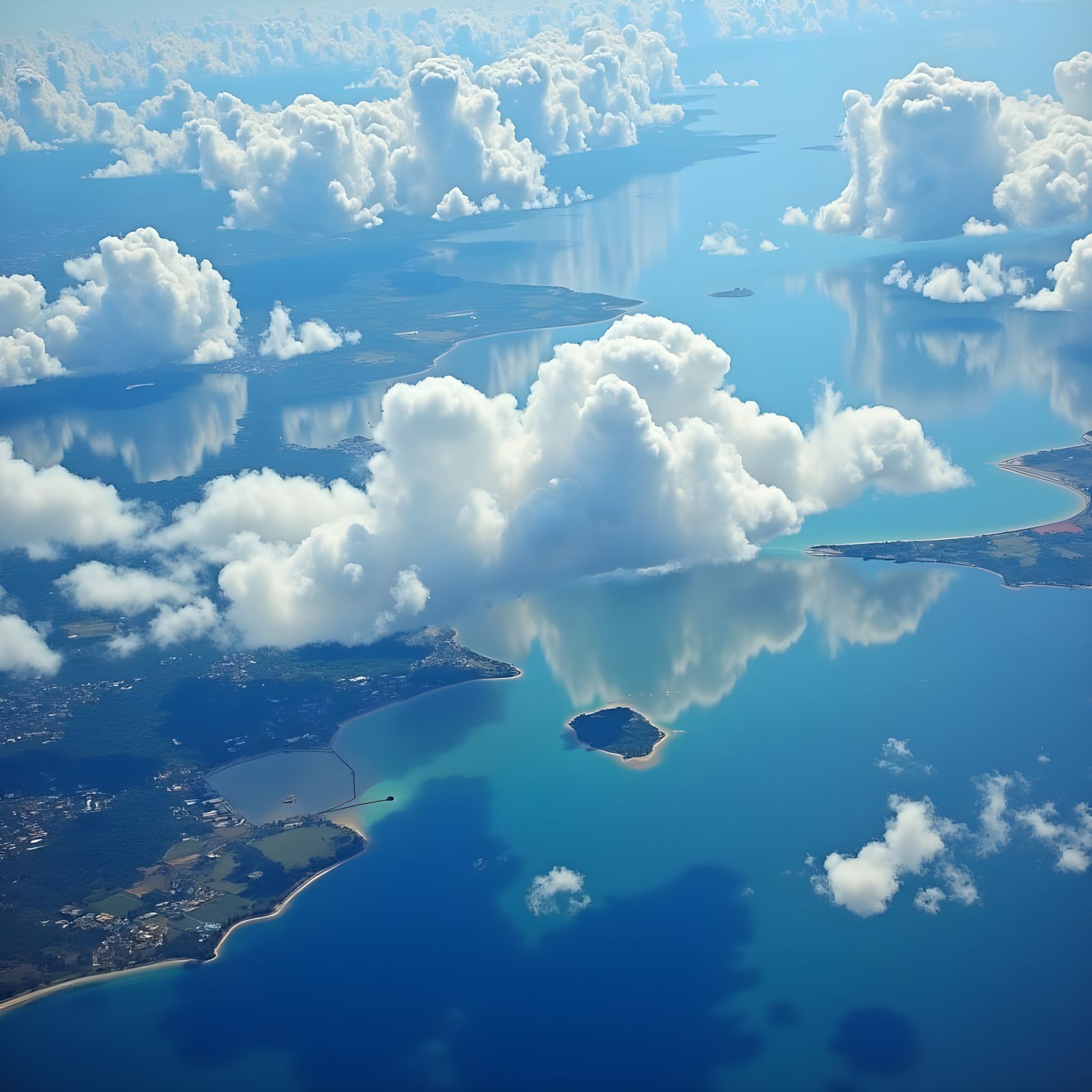 Aerial View of Sky Reflected in Clear Water
