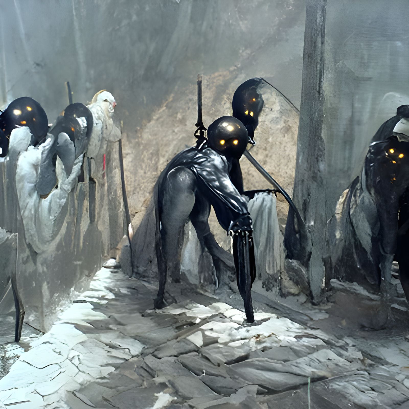 King in Gold Chain Mail with Eyeless Slaves