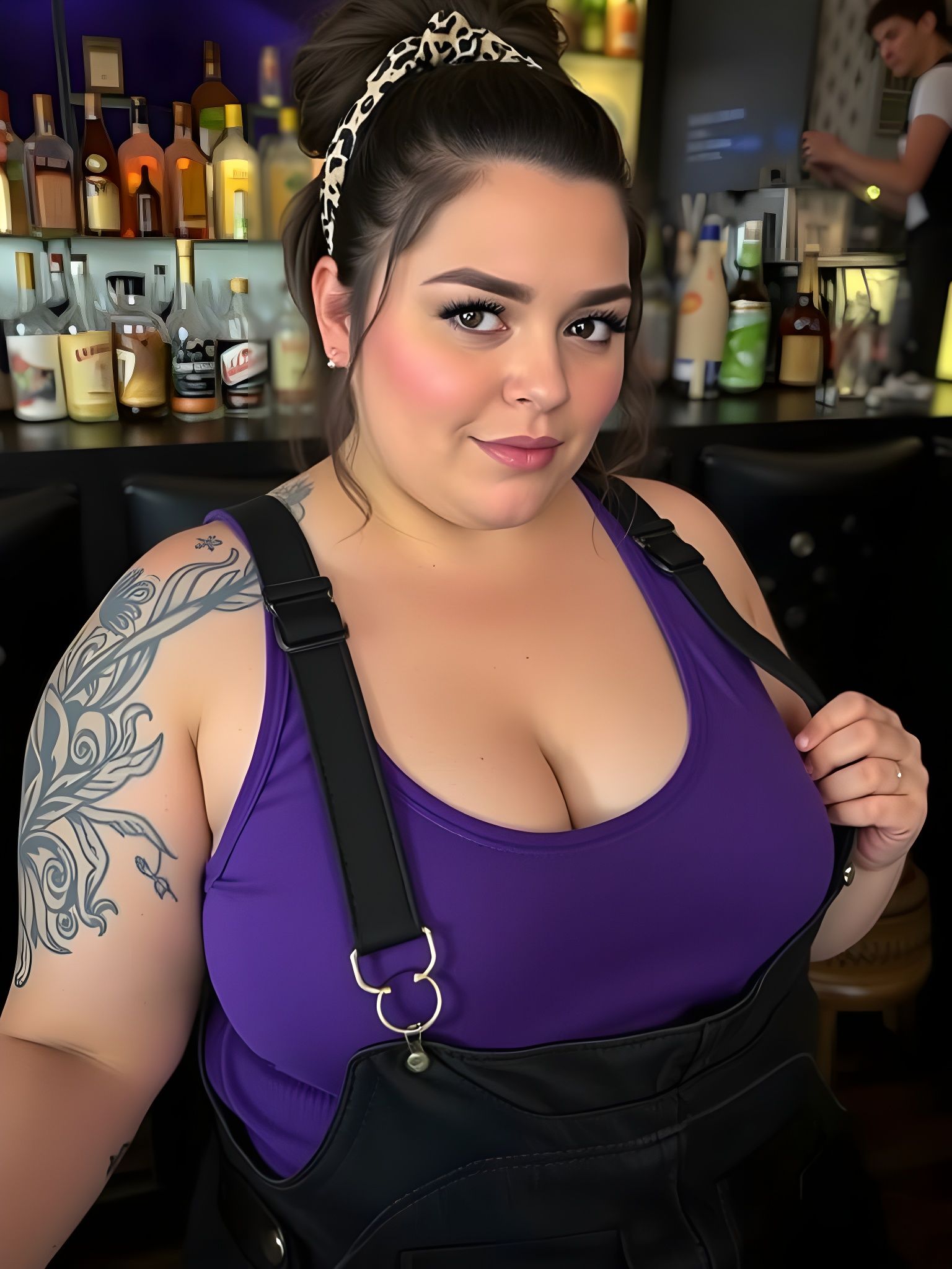 Italian Russian Woman in Nightclub Drink Bar