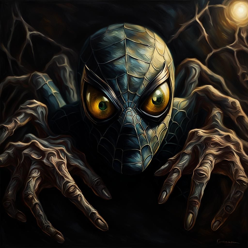 Spider-Man Cursed Object Portrait in Dark Academia Style