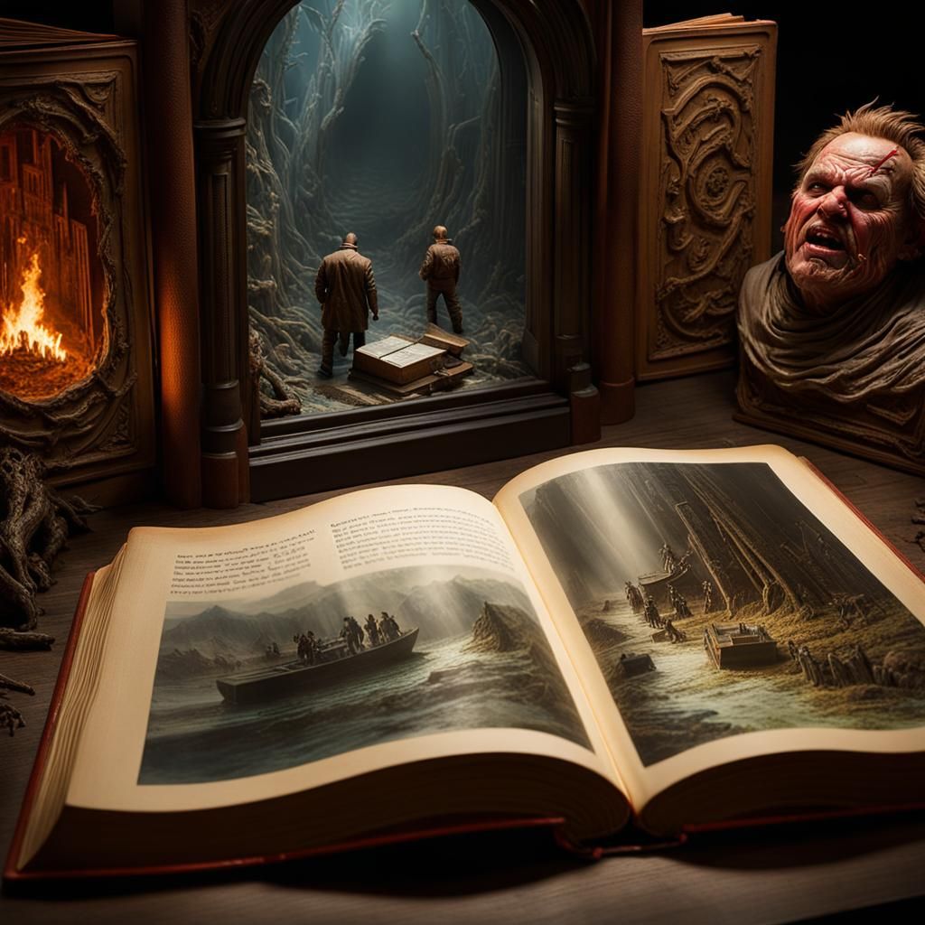 Miniature Horror World Emerges From Carved Book