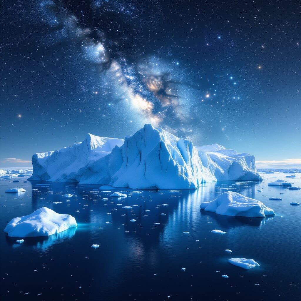 Giant Glacier in Star-Dusted Nebula