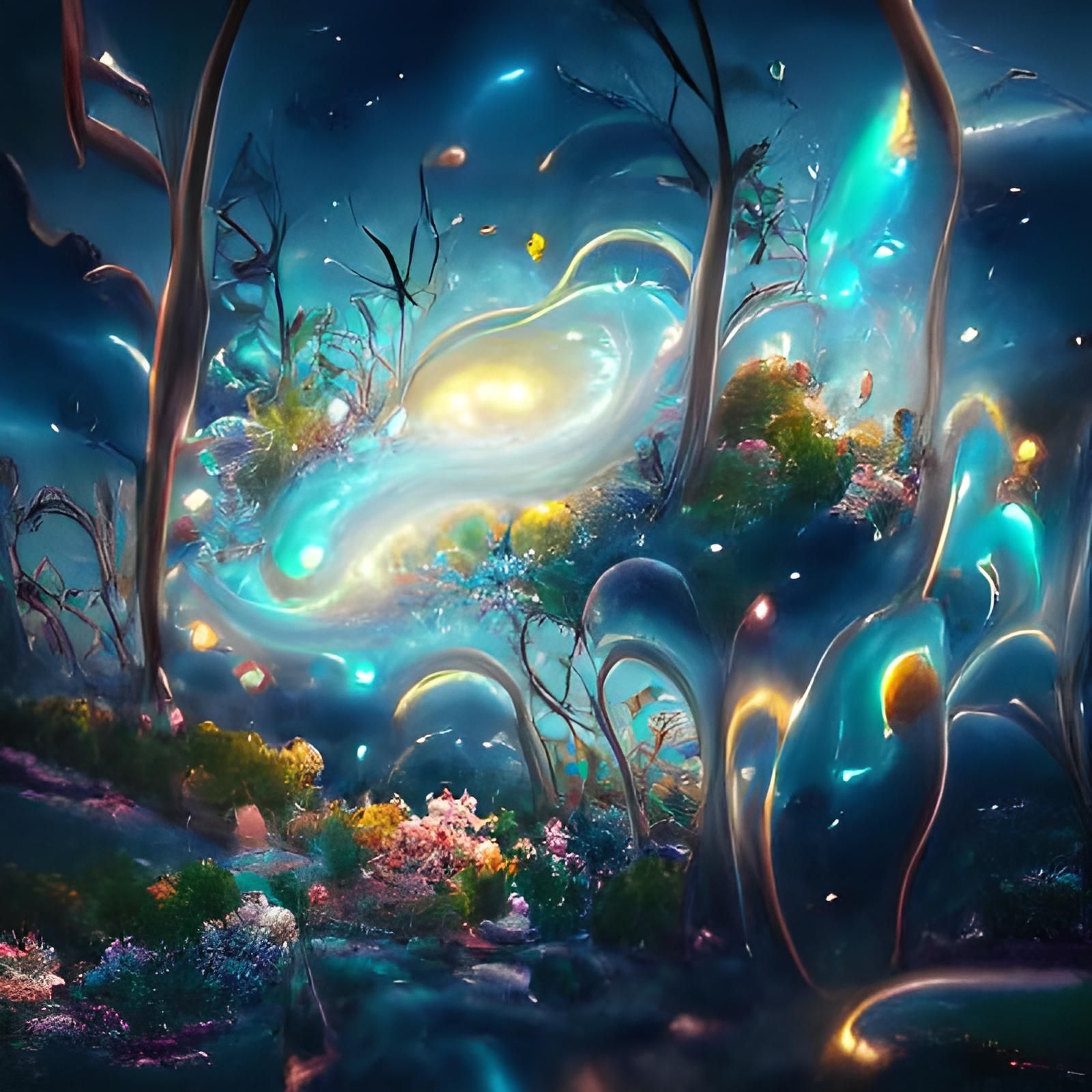 Galactic Zodiac Fireflies in Art Nouveau Style