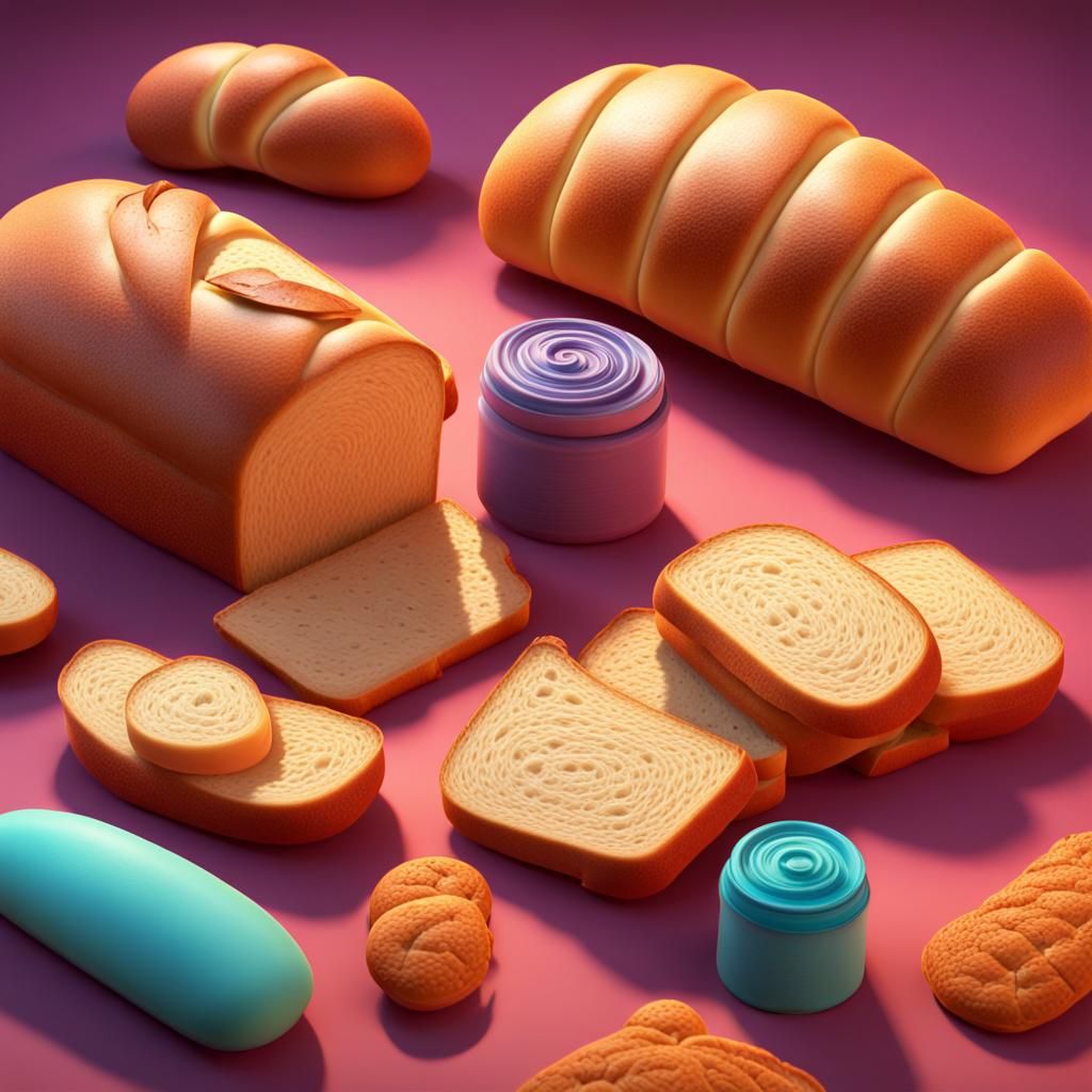 Delicious Bread: 3D Digital Art in Pixar Style