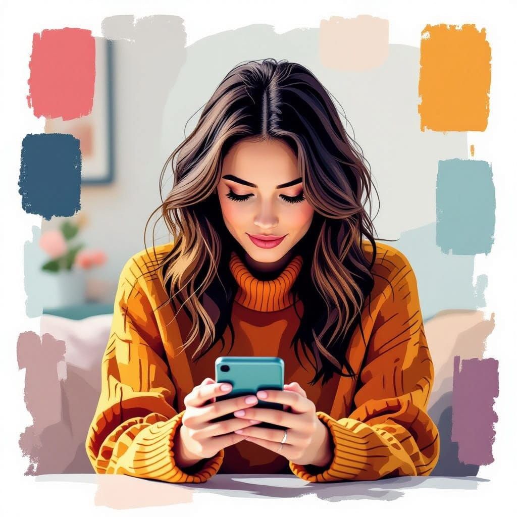 A Moody Portrait of a Brunette in a Vibrant, Abstract World