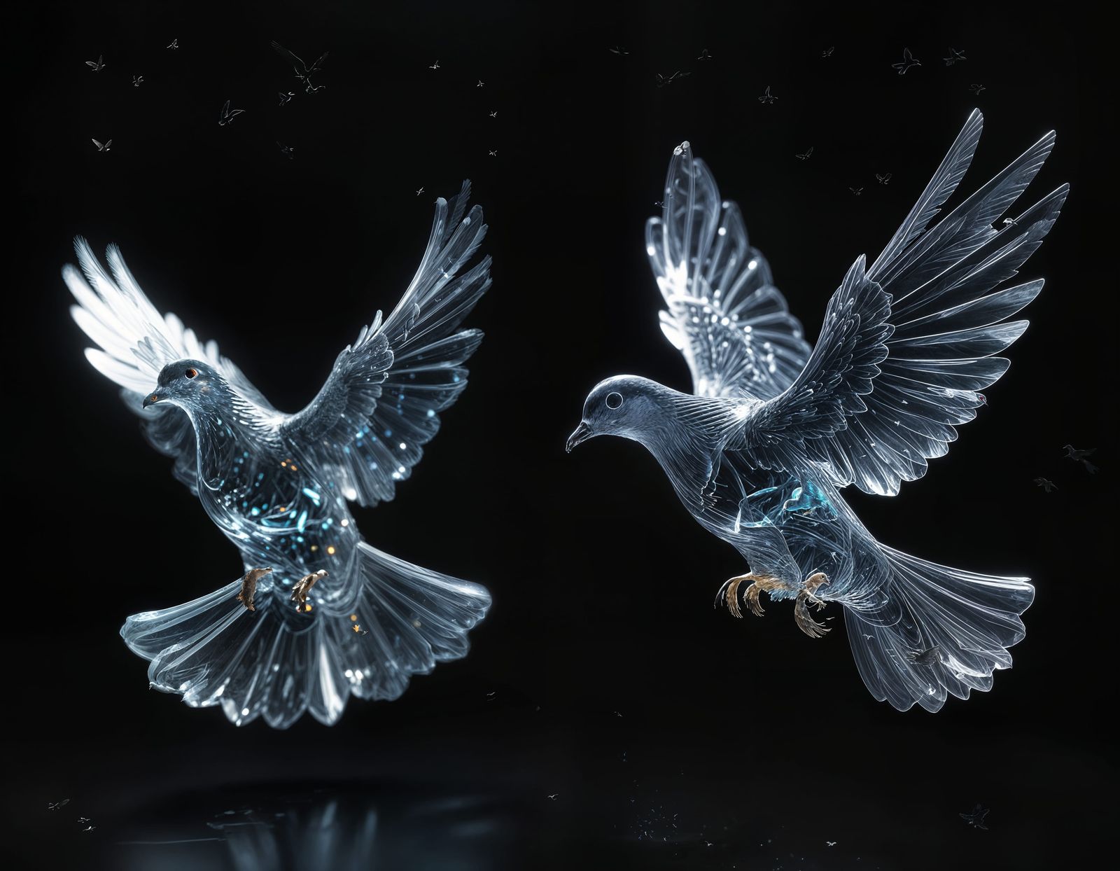 Glass Doves in Flight, Volumetric Lighting, Unreal Engine Ar...
