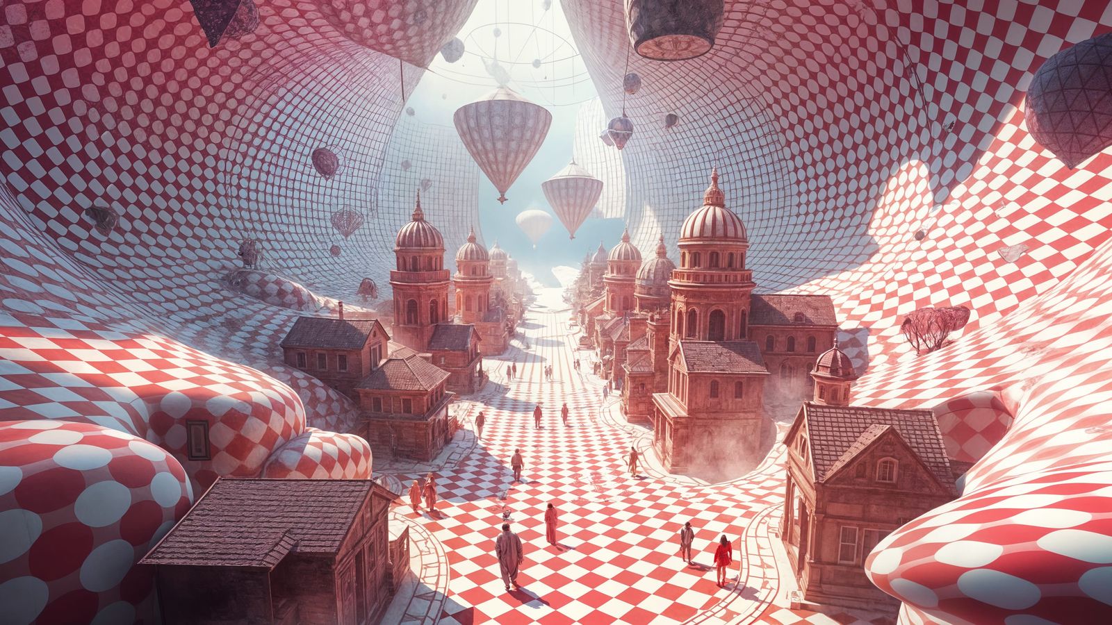 Depth-Defying Gingham Print Illusions in a Dreamlike World