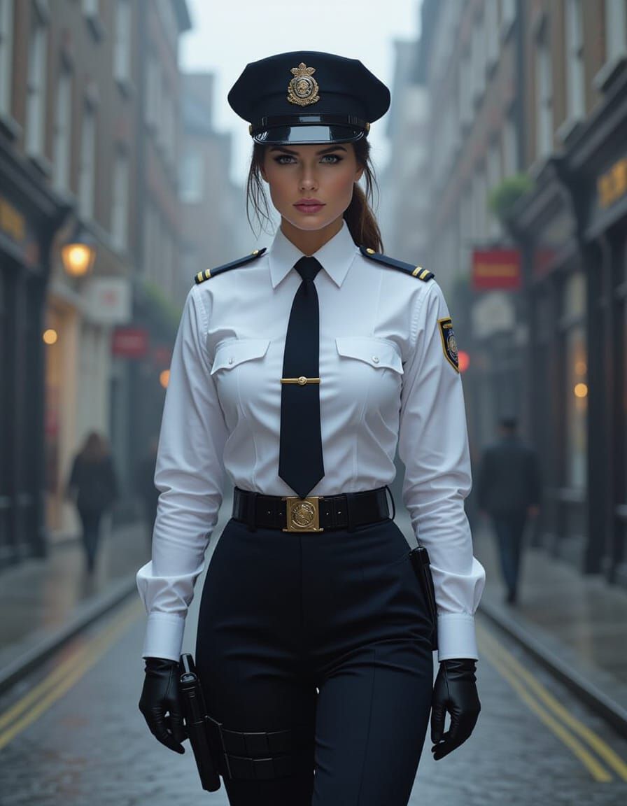 Lara Croft as British Policewoman in Noir Style