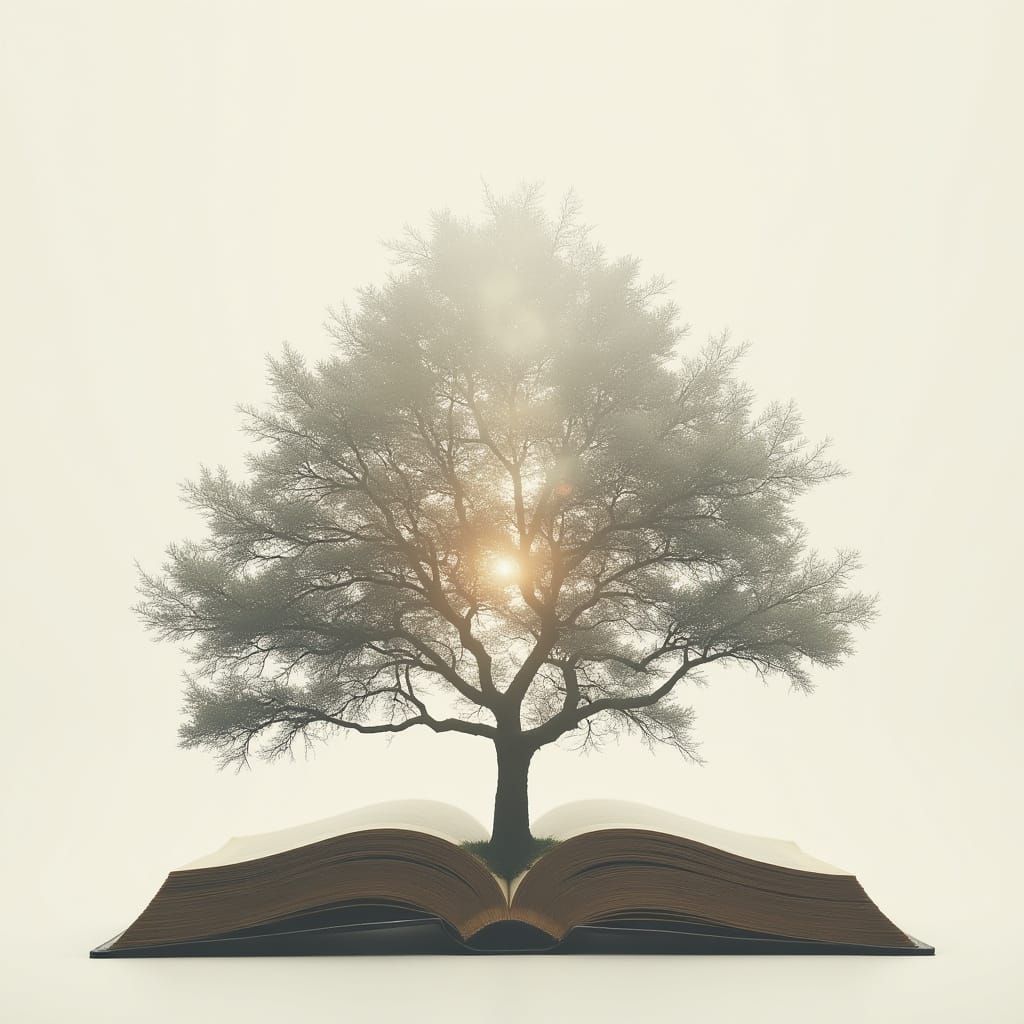 Silhouette of an Open Book on a Blank Canvas