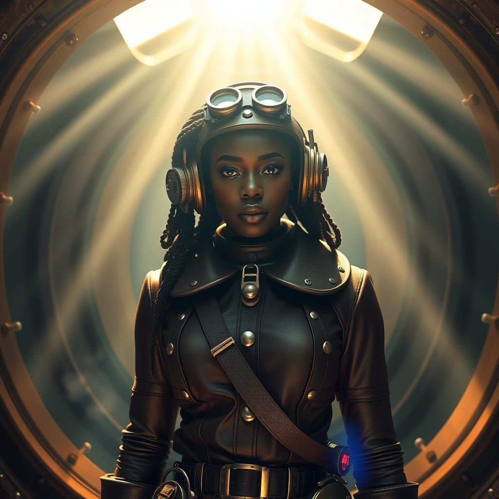 Black Woman as Captain Nemo in Nautilus Submarine