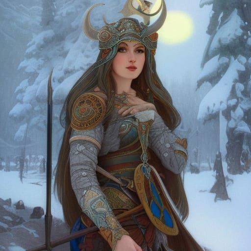 Opal Viking Warrior in Winter Landscape