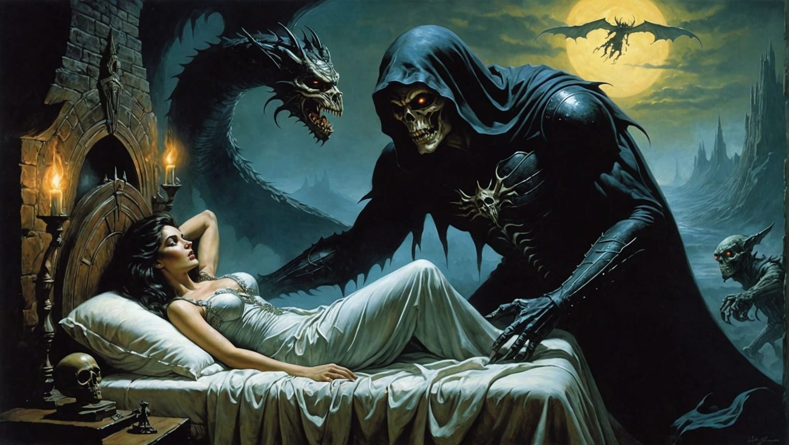 Sleep Paralysis and Inner Demons in Fantasy Art Style