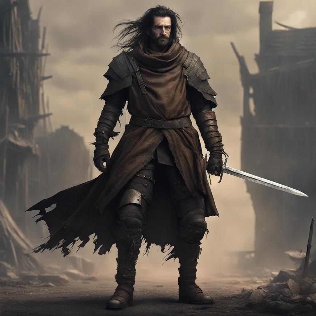 Post-Apocalyptic Knight in Dark Fantasy World