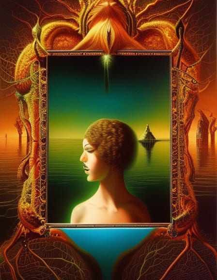 Bioluminescent Kiss: A Surreal Reflection