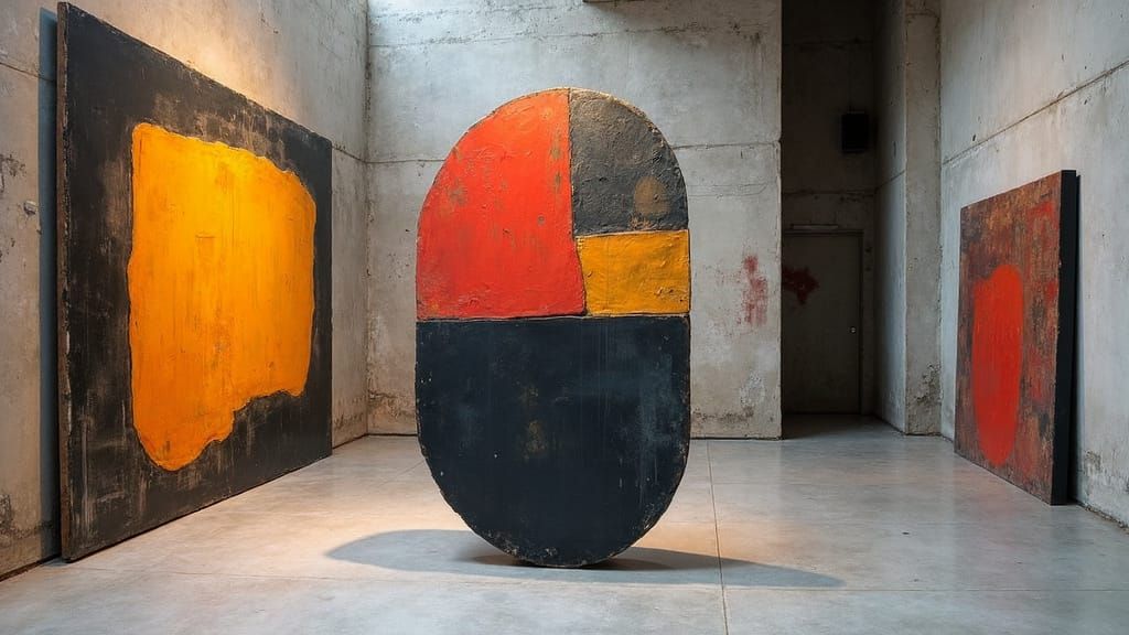 Vibrant Abstraction in Brutalist Sculpture