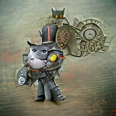 Steampunk Grey Cat Boss in Detailed Illustration