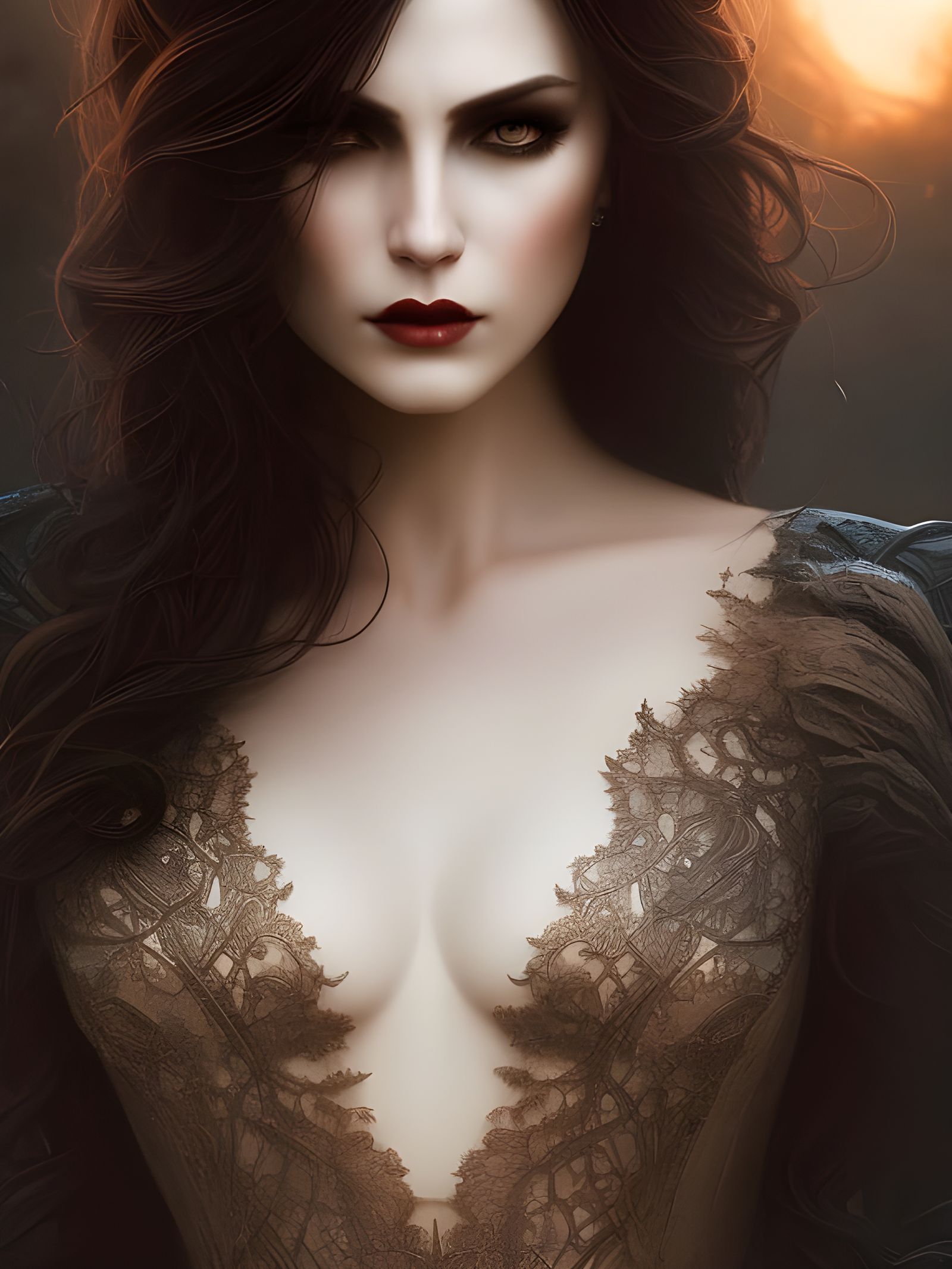 Vampire Woman Portrait with Lace and Silk