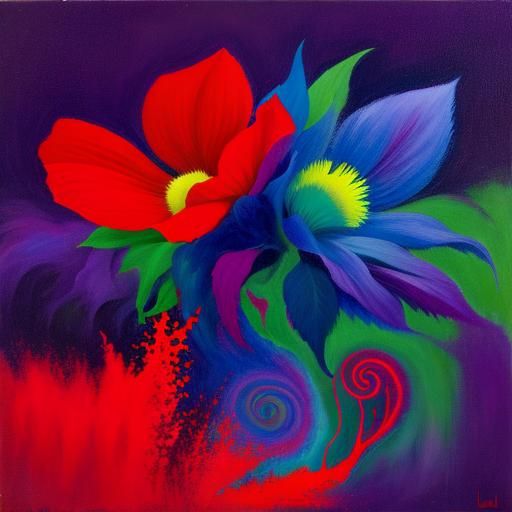 Abstract Fractal Garden in Expressionist Style