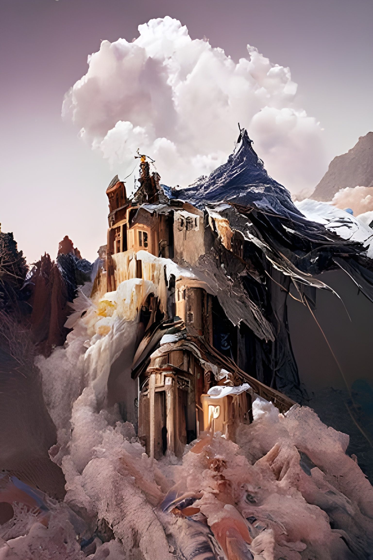 Icy Mountain Castle in Romantic Style
