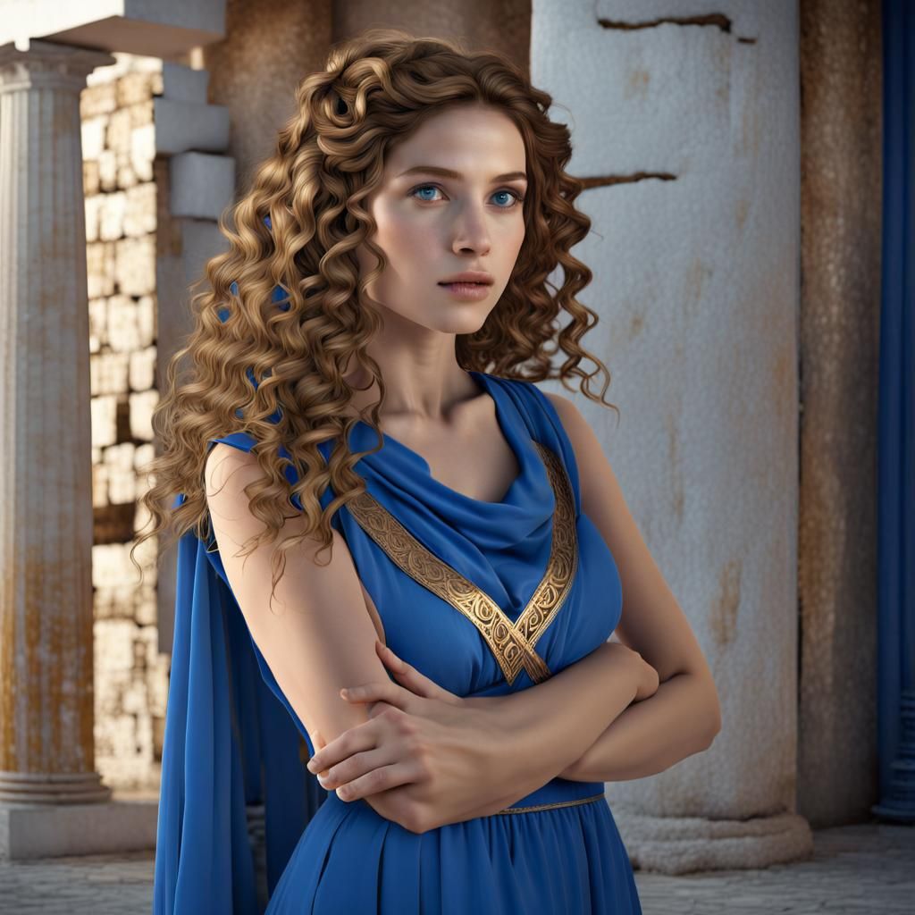 Beautiful Woman in Greek Dress: Fantasy Concept Art