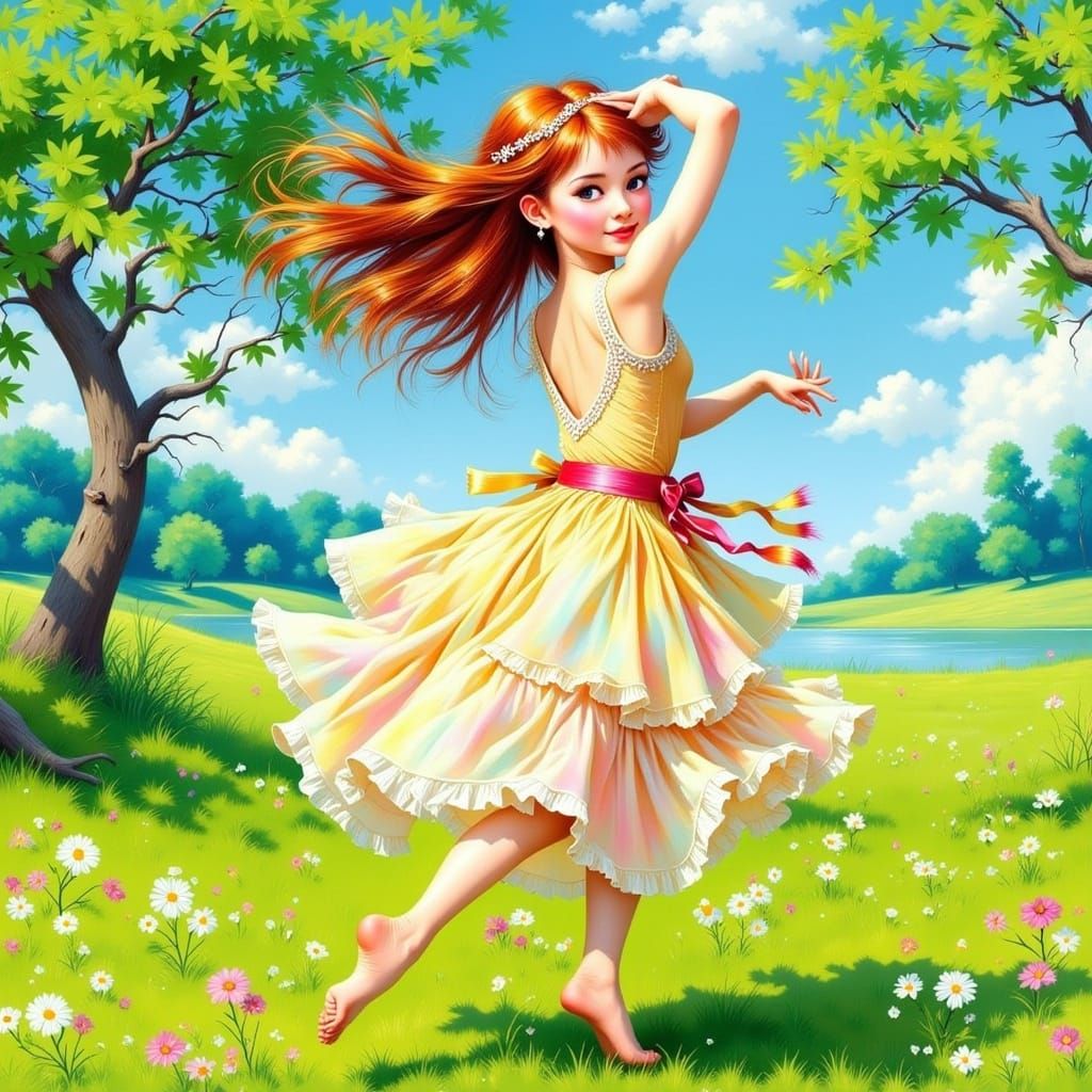 Barefoot Dance in Lush Green Grass