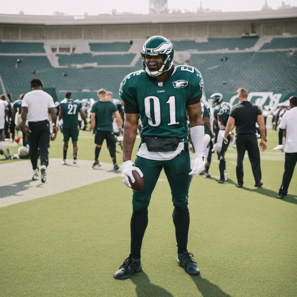Philadelphia Eagles Player Posing on Field