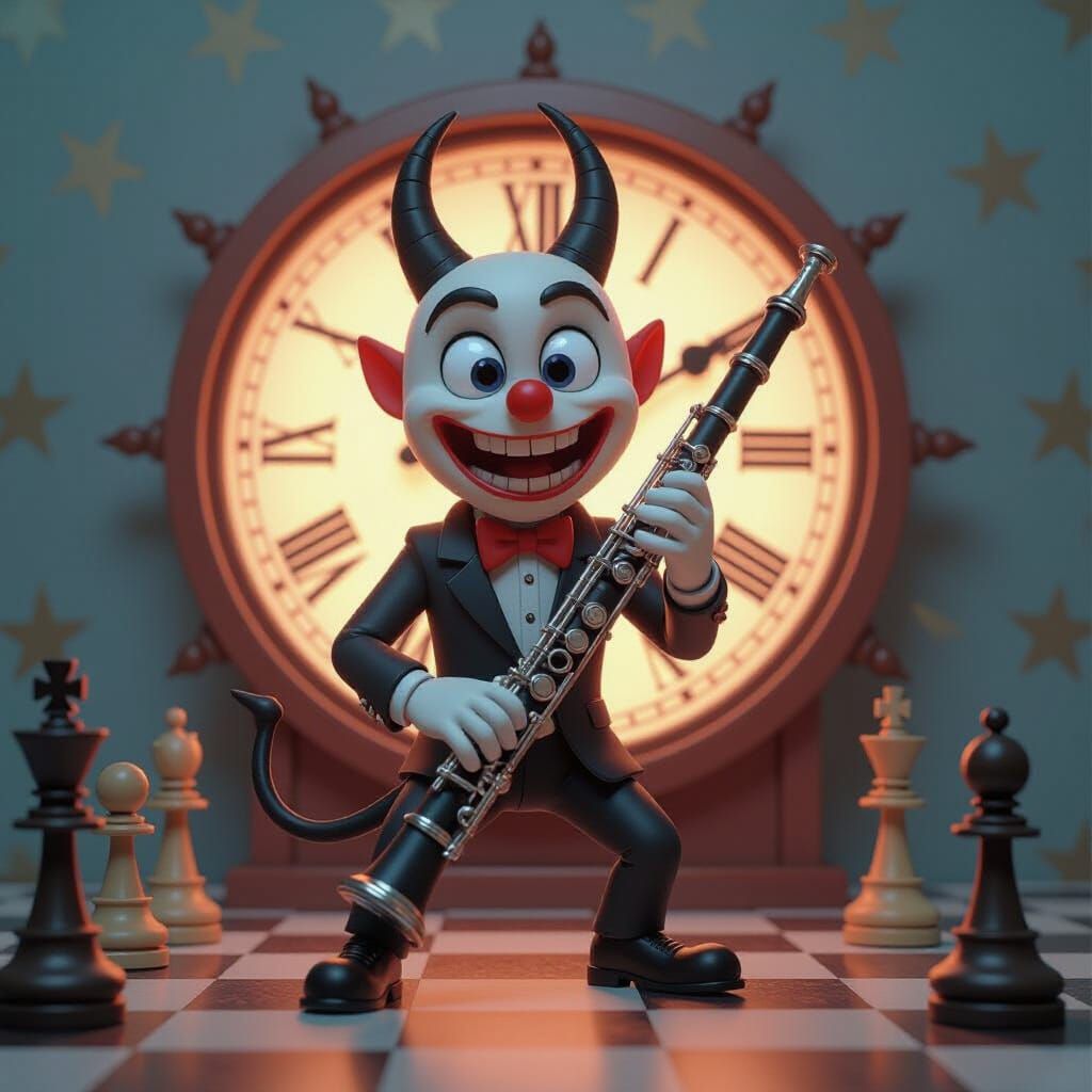 Devil Marionettes Play Clarinet in Lava Cafe