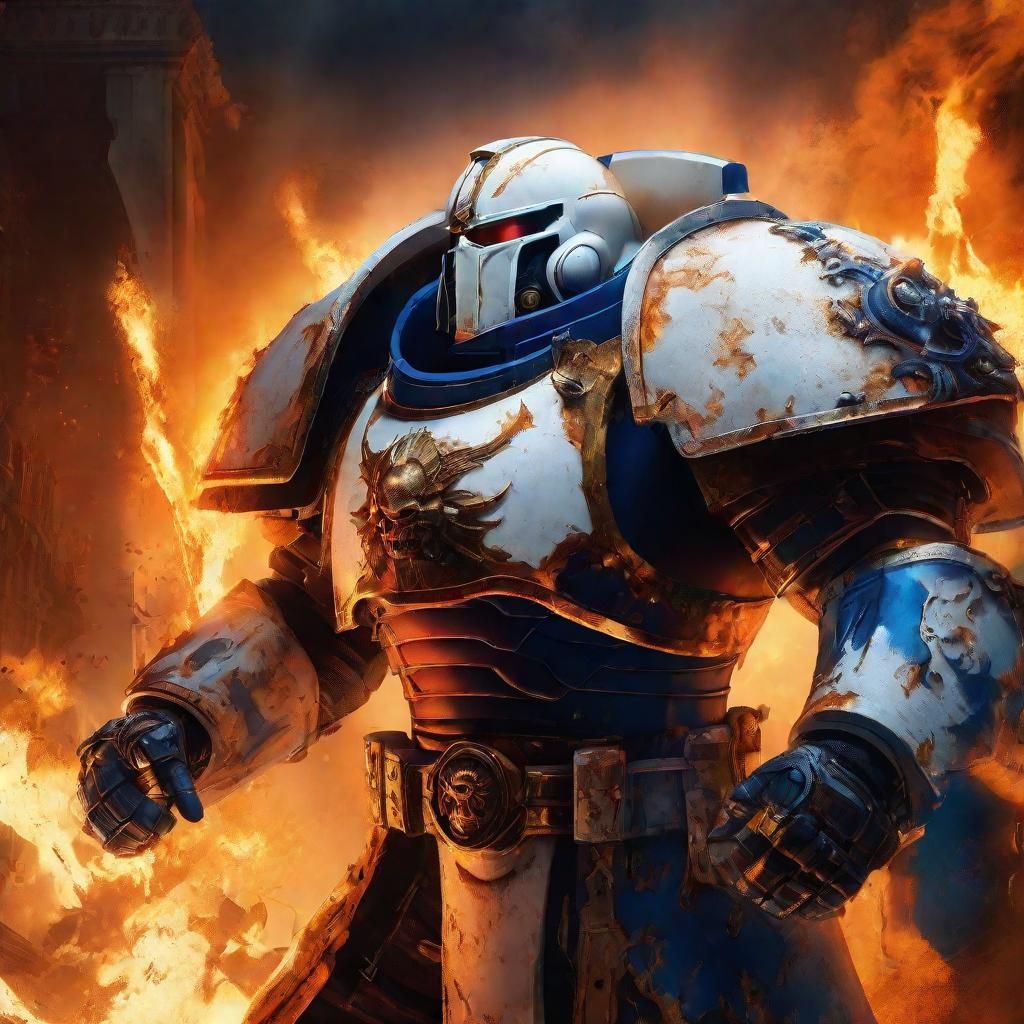 Space Marine Battles Demons in Epic Fantasy Art
