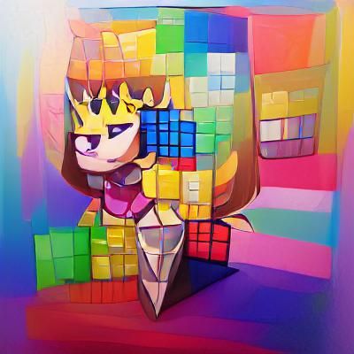 Colorful Cubist Painting of a Queen