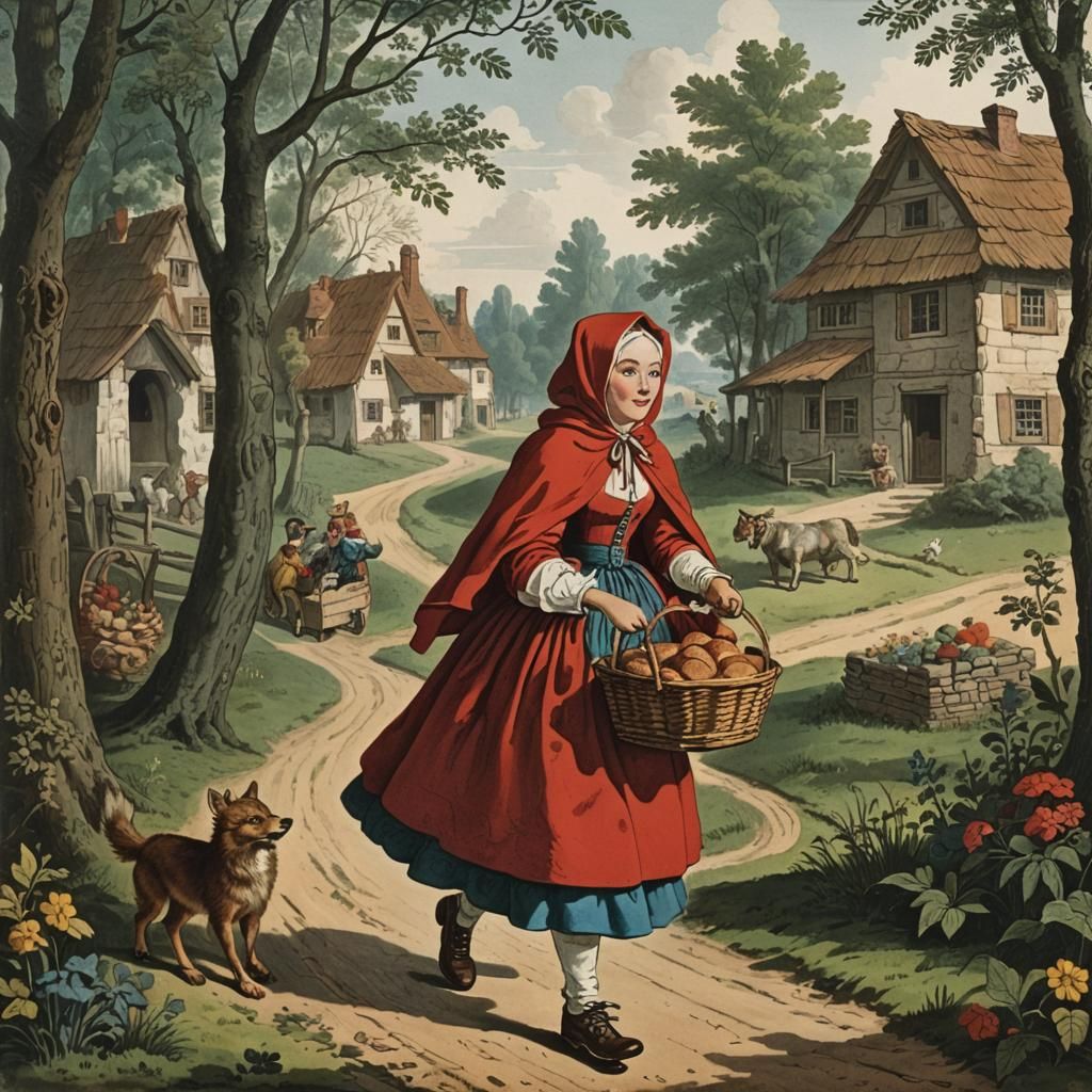 Little Red Riding Hood in Lubok Style