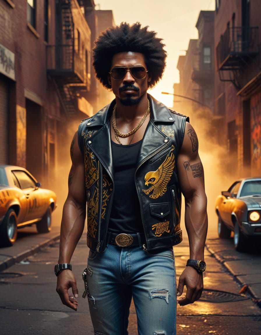 1970s Brooklyn Street Warrior: Hyper-Realistic Digital Art