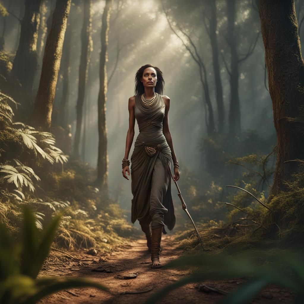 Nigerian Beauty Hiking: Fantasy Concept Art