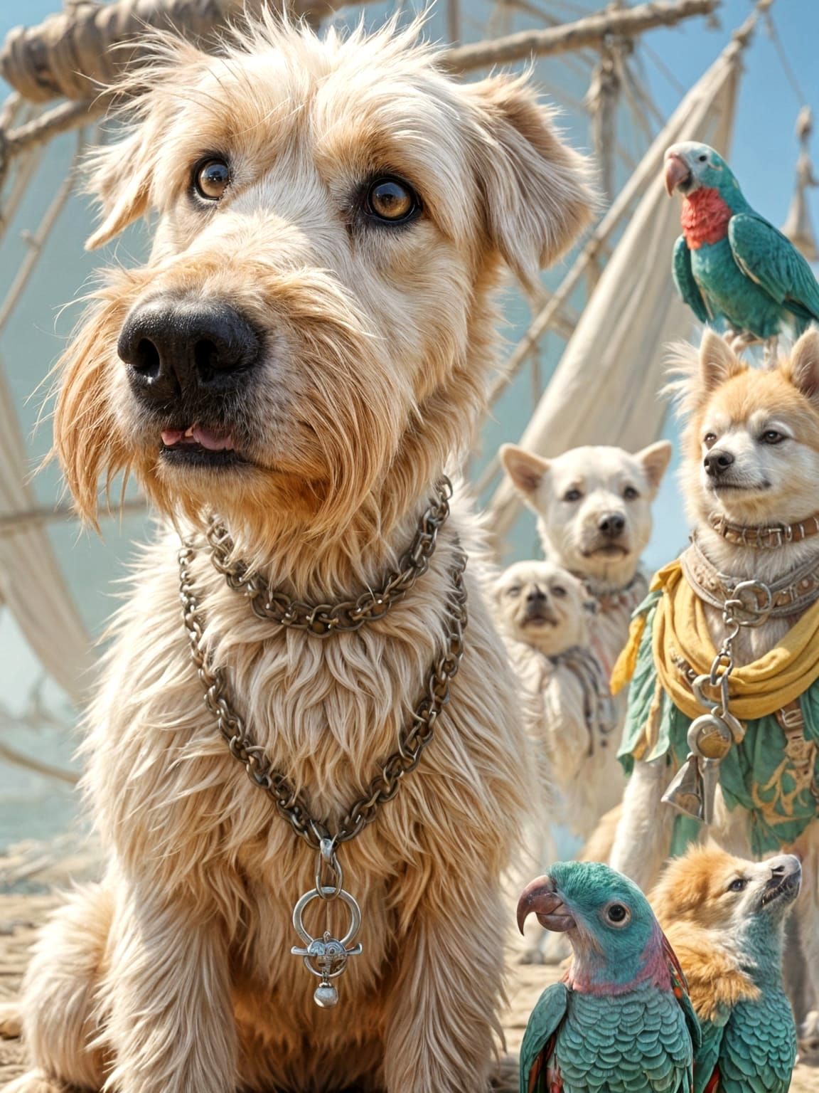 Dog Pirate Captain Commands His Galleon