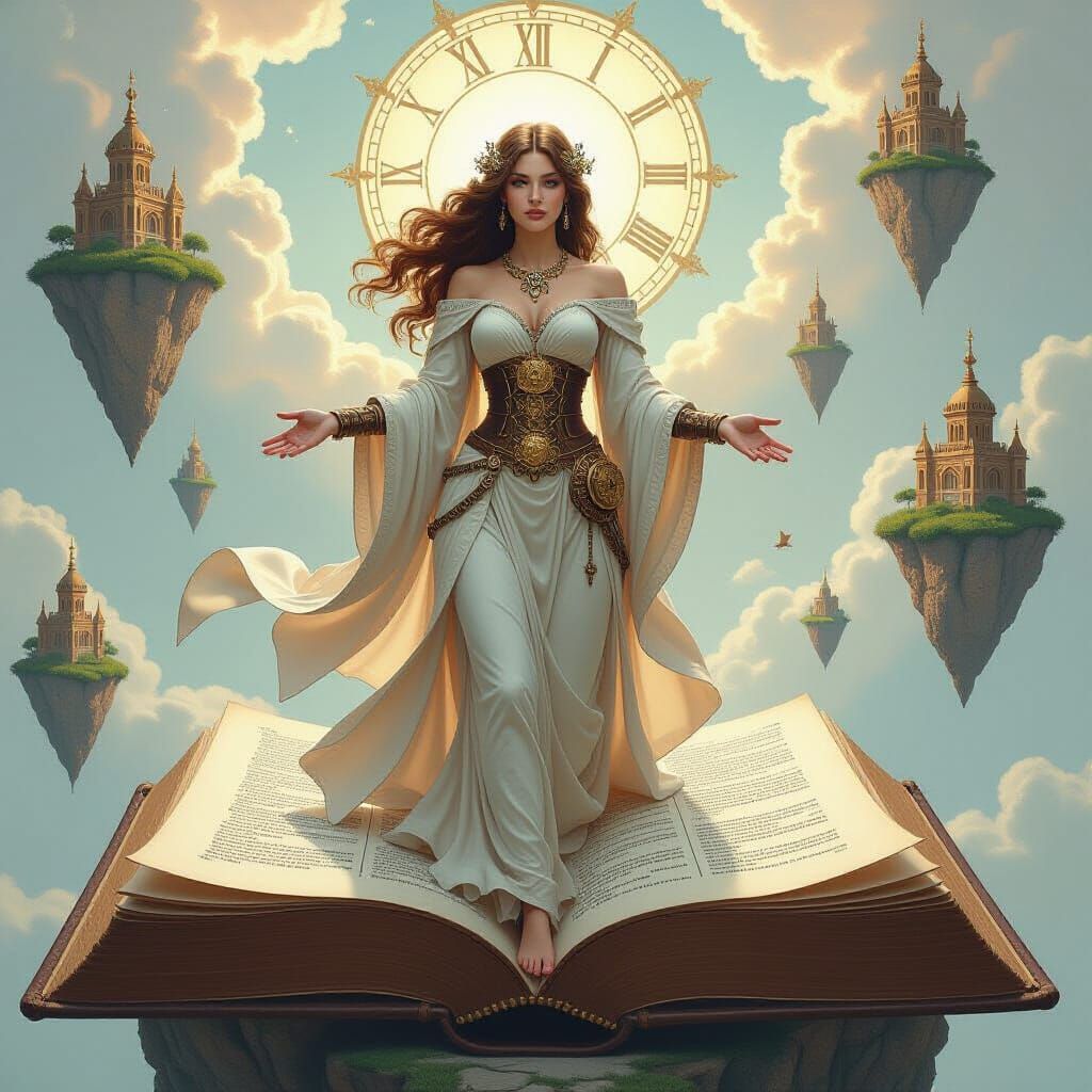 Goddess of Knowledge in Steampunk Art Nouveau Style