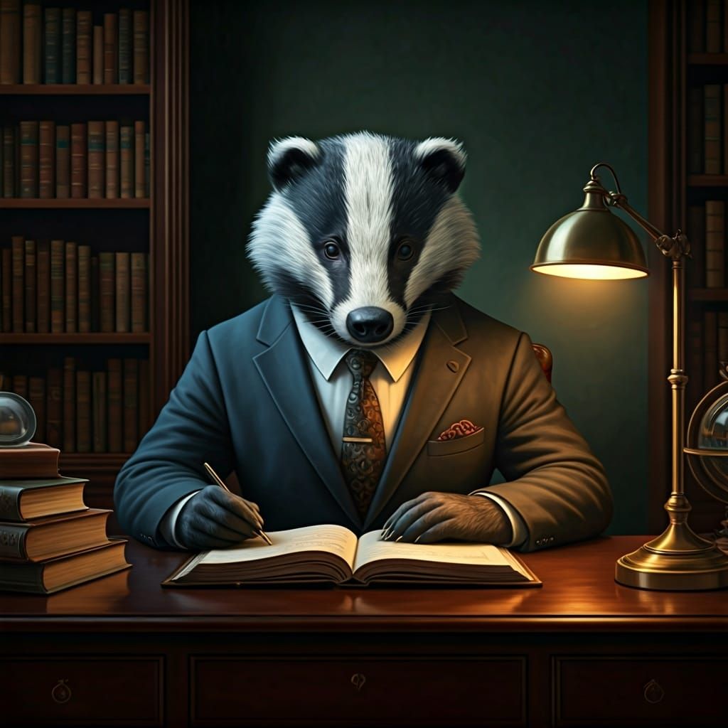 Badger Scholar in Rembrandt Style
