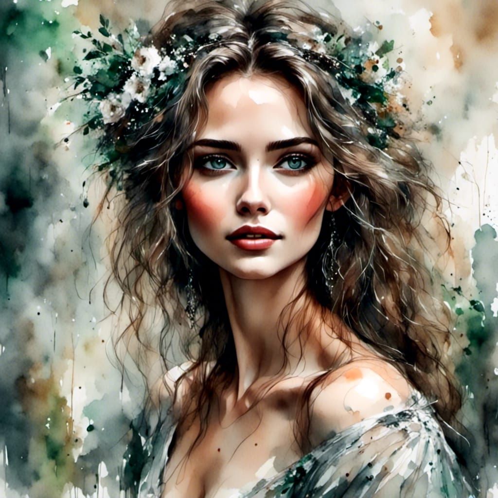 Romantic Impressionist Portrait of a Beautiful Woman
