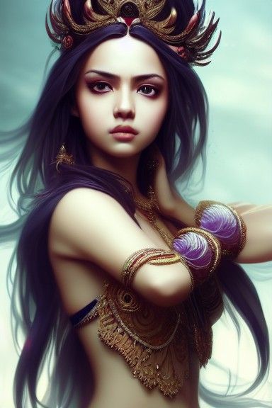 Elegant Hindi Goddess Dancing in Hyper-Realistic Detail