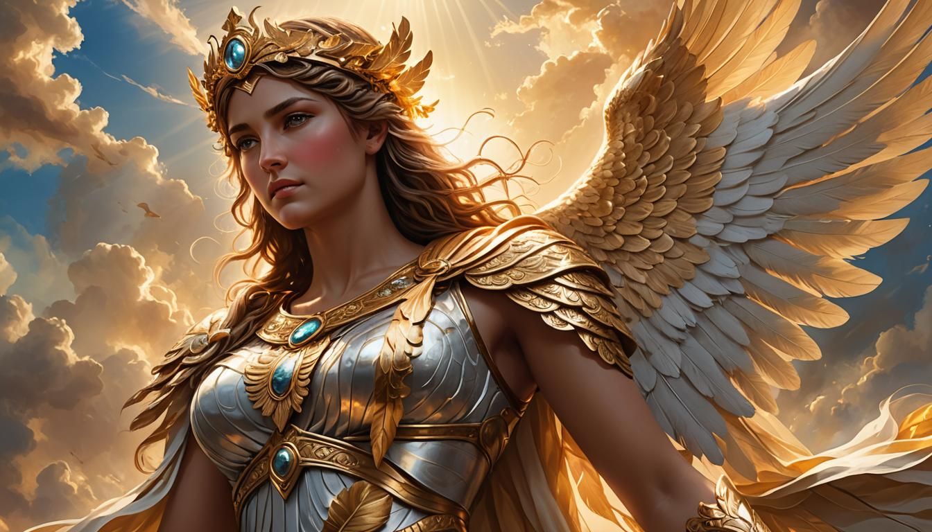 Athena Goddess in Divine Sunshine: Digital Painting
