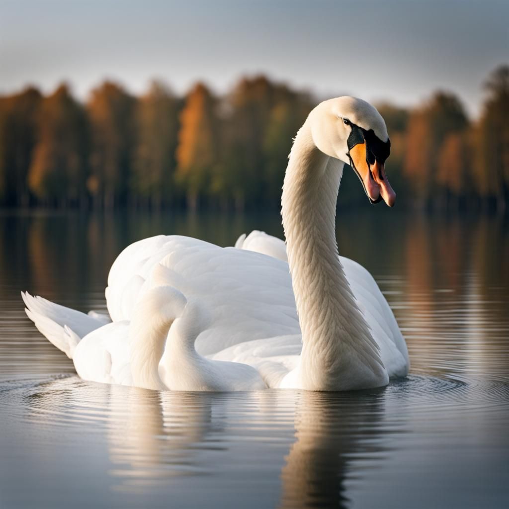 Elegant White Swan on Serene Lake