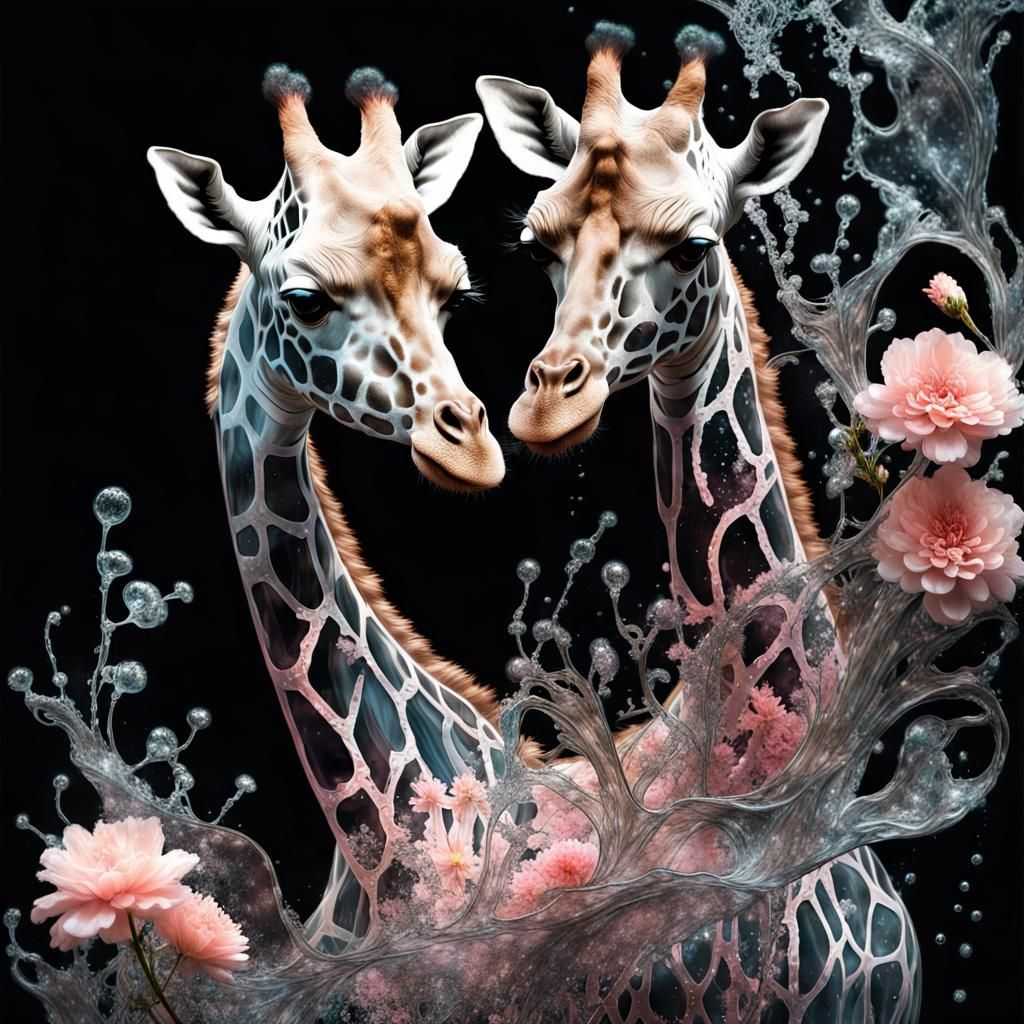 Giraffe Twins in Ethereal Liquid Vessel
