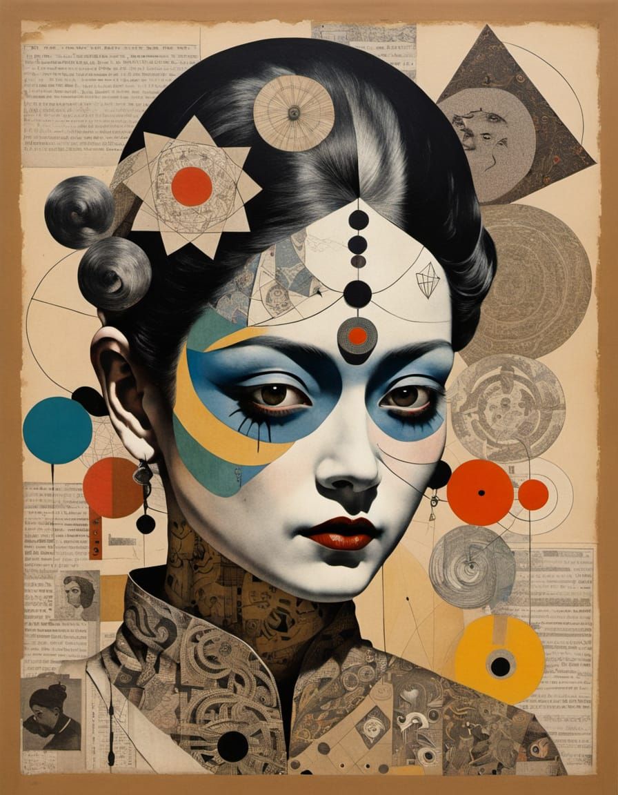 Dadaist Pierrot Collage in Pastel Colors